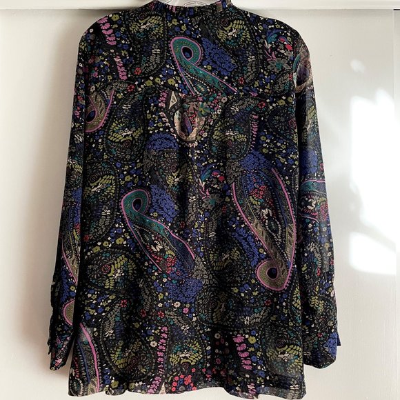 Anthropologie Dolan Odessa Long Sleeve Paisley Floral Peasant Boho Blouse Top M - Picture 7 of 12